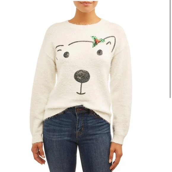 Holiday Time Other - Christmas Holiday Time Long Sleeve Pullover Sequin Relaxed Fit Sweater (Women's)